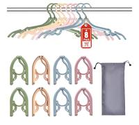 Sazfli 8-Pack Foldable Travel Hangers - Multi-Color (Pink, Blue, Green, Orange), Compact 5.5×3 in, Non-Slip, Portable with Storage Bag & Gift Box for Cruise, RV, Dorms, and Small Closets
