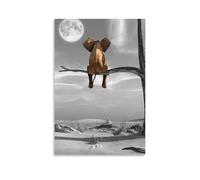 SAZOFJ Resting Elephant Look at The MoonPoster for Bedroom Aesthetic Canvas Wall Art Living Room Painting Picture Print Modern Family Decor Artist Bathroom LandscapeUnframe-style08x12inch(20x30cm)