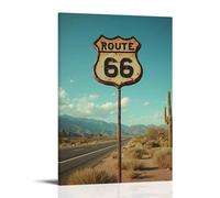 SAZOFJ Route 66Poster for Bedroom Aesthetic Canvas Wall Art Living Room Painting Picture Print Modern Family Decor Artist Bathroom LandscapeFrame-style12x18inch(30x45cm)