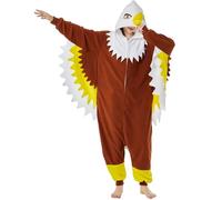 sazpajacos Eagle Onesie Pyjamas Animal Bald Eagle Costumes Sleepwear Christmas Halloween Cosplay Carnival Costumes for Adults Women Men Brown, brown, S