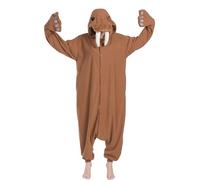 Sazpajacos Walrus One-Piece Pyjamas Funny Walrus Animal Pyjamas Romper Christmas Carnival Cosplay Costume, Brown, L