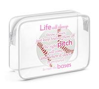 Sazuwu Inspirational Softball Gifts Clear Makeup Bag with Zipper Softball Player Gifts from Coach Softball Themed Gifts for Girls Cosmetic Travel Bag Organizer Funny Softball Lover Fan Gift, PROVERBS