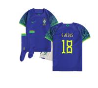 (SB) 2022-2023 Brazil Away Little Boys Mini Kit (G Jesus 18)