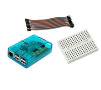 SB Components Case for Raspberry Pi 2 Model B & Raspberry Pi 3 B+ with Mini BreadBoard and 40pcs Male to Female 20cm Jumper Wire Connectors (Blue)