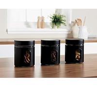 SB Modern Kitchen Style Glass Storage Canisters with Screw Top Lid Keep The Contents Air Tight Fresh 3pk - Black