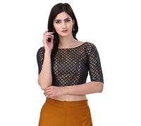 SB Traders Indian Women's Traditional Style Designer Readymade Saree Blouse, Midnight Blue-29, XS