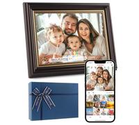sbaceflay Frameo 10.1 Inch Digital Photo Frame with WiFi and 32GB Storage, 1280x800 IPS HD Touch Screen with Frameo App, Sharing Photos and Videos with Mom-Mocha Brown