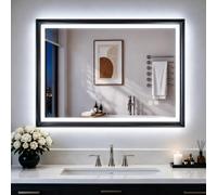 S'bagno 700x500mm Bathroom Mirror with LED Lights, Black Frame