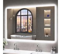 S'bagno Bathroom-Mirror-with-LED-Lights 1000x700mm, Illuminated-Bathroom-Mirror, Anti-Fog, 3 Colors, Dimining, Memory, Tempered Glass, IP44 Waterproof, Horizontal/Vertical