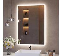 S'bagno Bluetooth Bathroom-Mirror-with-LED-Lights 500x700 mm, Bathroom-Led-Mirror, Anti-Fog, 3 Colors, Dimining, Memory, Tempered Glass, IP44 Waterproof, Horizontal/Vertical