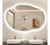 S'bagno Irregular Bathroom Mirror with LED Lights 700x1000mm, Bluetooth Led Bathroom Mirror, Anti-Fog, 3000K-6500K, Dimmable, Memory, HD Tempered Glass, IP44 Waterproof, Horizontal/Vertical