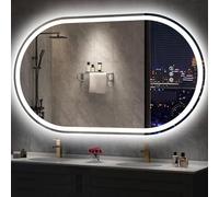 S'bagno Oval Bathroom Mirror with LED Lights 600x1000mm, Bluetooth Led Mirror Bathroom with Memory, Anti-Fog, 3000K-6500K, Dimmable, HD Tempered Glass, IP44 Waterproof, Horizontal or Vertical