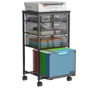 Sbanmao Rolling File Cart with 4 Storage Drawers, Filing Cabinet for Home Office, Hanging File Folder Organizer with Wheels Under Desk, Utility Craft Cart Printer Stand, Black, Patent Pending