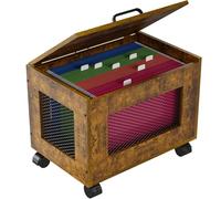 Sbanmao Rustic Brown Country Rolling File Cabinet Cart, Hanging File Organizer Box with Lid, 17 x 11.4 x 11 inches, Office Storage