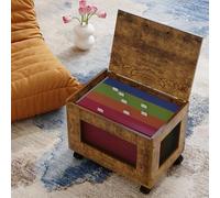 Sbanmao Rustic Brown Country Rolling File Cabinet Cart, Hanging File Organizer Box with Lid, 17 x 11.4 x 11 inches, Office Storage