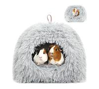 Sbayool Warm Guinea Pig Bed, Cosy Plush Guinea Pig Hideout with Movable Pad, Guinea Pig Hideaway for Hedgehogs Chinchillas and Other Small Animals 28×28×22CM, Grey