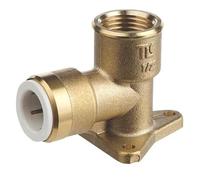 SBBPE6764M Brass Push-FIT Adapting 90° Wall Plate Elbow 15MM X 1/2", Suitable for Drinking Water, Suitable for Water Systems, Suitable for Hard & Soft Water Areas, 1 in Pack