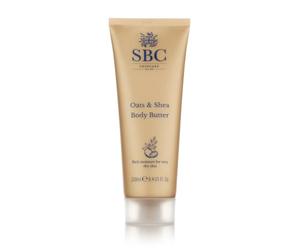 SBC Skincare Oats & Shea Body Butter - Rich, Non-Greasy Moisturiser With Organic Oat Kernel Oil & Shea Butter To Soothe Dry & Sensitive Skin, Strengthen Barrier & Reduce Tightness, Vegan, 250 mL