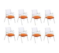SBCGFY Conference Room Chair Set Of 8 With Attached Desk And Tablet Arm For Student Training Centers And Reception Areas With Sturdy Metal Structure,Orange