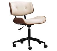 SBCGFY Executive Task Chair, Armless Design, Leather Upholstery, Adjustable Height, Swivel Function, Rolling Wheels, Supports Up To 500 Lbs,White-55X76-89Cm