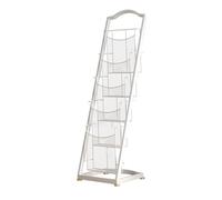 SBCGFY Floor Newspaper Rack Iron Floor Newspaper Rack Magazine Rack Information Rack Brochure Single Rack Display Rack Book and Magazine Storage Rack Floor-Standing Ma(White Large)