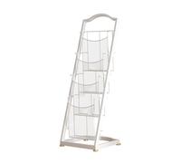 SBCGFY Floor Newspaper Rack Iron Floor Newspaper Rack Magazine Rack Information Rack Brochure Single Rack Display Rack Book and Magazine Storage Rack Floor-Standing Ma(White Small)