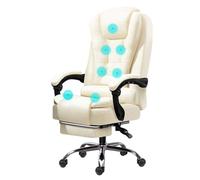 SBCGFY Home Office Desk Chair, Massage Office Chair Executive Gaming Chairs Computer Seat With 7 Point Vibrating,Ergonomic Desk Chair With Wheels Swivel Chair Height Adjustbale For Home Off,White/B