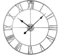 SBCGFY Large wall clock,retro iron art Roman numeral wall clock,silent wall clock,suitable for kitchen,bedroom,garden,living room-Gouden-40cm,Zilver-50cm