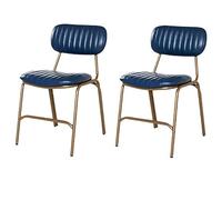 SBCGFY Modern Metal Dining Chairs Industrial Leather Side Chairs With Open Back Armrest Free Kitchen Fur Slish Dining Room Seating For Contemporary Spaces,Royal Blue