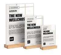 SBCGFY Picture Frames,Clear Acrylic Sign Holder with Wooden Base and High Definition Acrylic Covers for Tabletop or Desktop Display A4/A5/A6,Table Menu Holde(C A4)