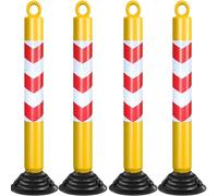 SBCGFY Reflective Traffic Safety Bollards with 32" Weighted Rubber Base, Delineator Posts for Driveway Intersections, Road Barriers, Street Parking,Yellow B-h 80cm-4 pcs