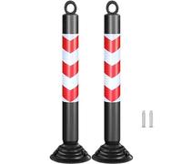 SBCGFY Reflective Traffic Safety Bollards with 32" Weighted Rubber Base, Delineator Posts for Driveway Intersections, Road Barriers, Street Parking,Black H 80cm-2 pcs