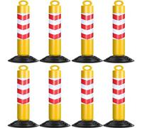 SBCGFY Reflective Traffic Safety Bollards with 32" Weighted Rubber Base, Delineator Posts for Driveway Intersections, Road Barriers, Street Parking,Yellow B-h 80cm-8 pcs
