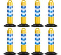 SBCGFY Reflective Traffic Safety Bollards with 32" Weighted Rubber Base, Delineator Posts for Driveway Intersections, Road Barriers, Street Parking,Yellow A-h 80cm-8 pcs