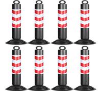 SBCGFY Reflective Traffic Safety Bollards with 32" Weighted Rubber Base, Delineator Posts for Driveway Intersections, Road Barriers, Street Parking,Black H 80cm-8 pcs