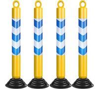 SBCGFY Reflective Traffic Safety Bollards with 32" Weighted Rubber Base, Delineator Posts for Driveway Intersections, Road Barriers, Street Parking,Yellow A-h 80cm-4 pcs