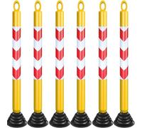 SBCGFY Reflective Traffic Safety Bollards with 32" Weighted Rubber Base, Delineator Posts for Driveway Intersections, Road Barriers, Street Parking,Yellow B-h 80cm-6 pcs