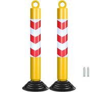 SBCGFY Reflective Traffic Safety Bollards with 32" Weighted Rubber Base, Delineator Posts for Driveway Intersections, Road Barriers, Street Parking,Yellow B-h 80cm-2 pcs