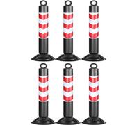 SBCGFY Reflective Traffic Safety Bollards with 32" Weighted Rubber Base, Delineator Posts for Driveway Intersections, Road Barriers, Street Parking,Black H 80cm-6 pcs