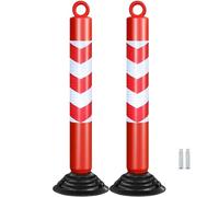 SBCGFY Reflective Traffic Safety Bollards with 32" Weighted Rubber Base, Delineator Posts for Driveway Intersections, Road Barriers, Street Parking,Red H 80cm-10 pcs