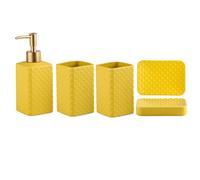 SBCGFY Stylish Soap Dispenser Housewares 4/5-Piece Ceramic Bathroom Accessories Set Soap Dispenser with Pump for Vanity Counter Top Pump Bottle (Yellow 5 pack)