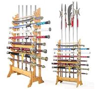 SBCGFY Sword Display Stand - Multi-Tier Wooden Floor Stand for 12 Swords, Vertical Hanger for Arts and Collectibles, Durable and Stylish Design,Wood-12