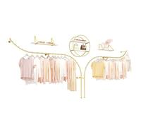 SBCGFY Wall Mounted Coat Rack Clothes Rails 5 Piece Set, Clothes Rack Clothes Rail, Modern Industrial Clothes Rack for Clothing Store, Creative Boutique Clothing Store D,5.1m