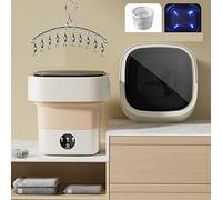 SBCWH Portable Mini Washing Machine Lightweight Collapsible Bucket, Mini Foldable Washer and Spin Dryer, for Home, Business, Travel, College Room, RV, Apartment, Blue Light (Color : Beige)
