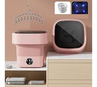 SBCWH Portable Mini Washing Machine Lightweight Collapsible Bucket, Mini Foldable Washer and Spin Dryer, for Home, Business, Travel, College Room, RV, Apartment, Blue Light (Color : Pink)