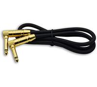 SbE-rsyun 1/4" TS to 1/4" TS Right Angle Gold Speaker Cable, 3 Feet Black, Pack of 2