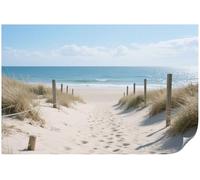 Sbemyenus Beach Path Wall Art Print - Coastal Sand Dune Trail Canvas Poster for Bathroom, Bedroom, Cottage, Seaside Home Decor, Ocean View Nautical Painting -24x16 Inch (60x40cm)