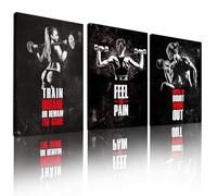 Sbemyenus Motivational Gym Wall Art, Inspirational Workout Room Wall Decor Set of 3, Woman Bodybuilding Lifter Positive Canvas Art Print for Gym Exercise Classroom Decor, 12x16inch Unframed