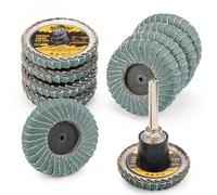 Sbestily 10PCS 120 Grit Curved Flap Disc 2 Inch Roll Lock Quick Change Sanding Discs 1pcs 1/4" Holder Surface Grinding Disc for Die Grinder Metal Surface Grind Burr Finish Weld Rust Paint Removal