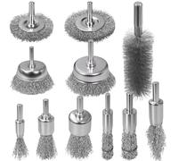 SBGGRL 11 Pcs Metal Carbon Steel Wire Wheel for Drill Set, Wool Brush Drill Attachment for Removing Paint and Rust with 1/4" Round Shank